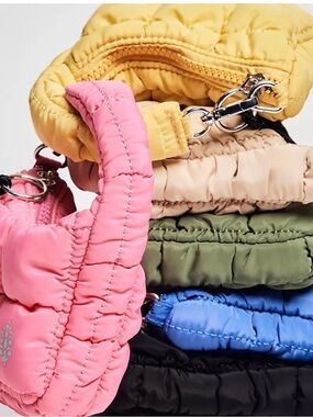 NWT FP Movement Micro Printed Quilted Pouch in Pink / Bubblegum